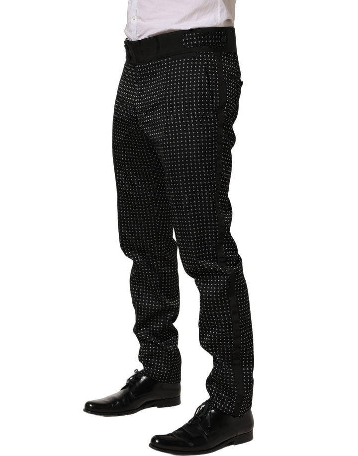 Men’s Dolce &amp; Gabbana Black Polka Dot Cotton Dress Trouser Pants