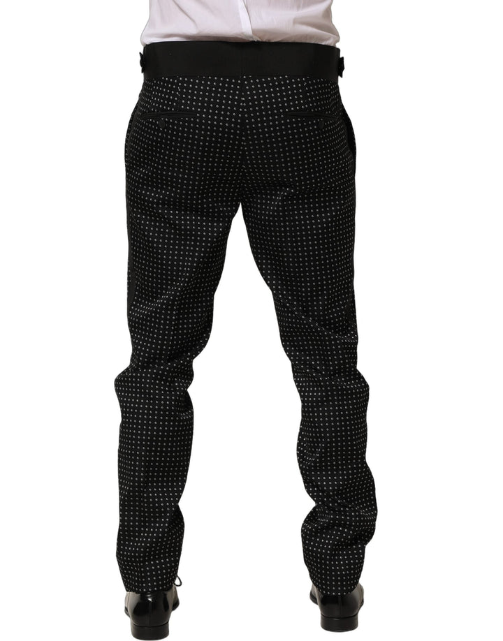 Men’s Dolce &amp; Gabbana Black Polka Dot Cotton Dress Trouser Pants