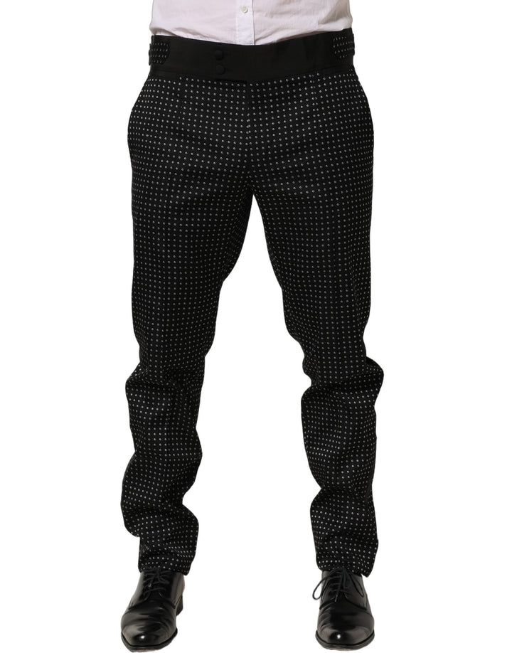 Men’s Dolce &amp; Gabbana Black Polka Dot Cotton Dress Trouser Pants