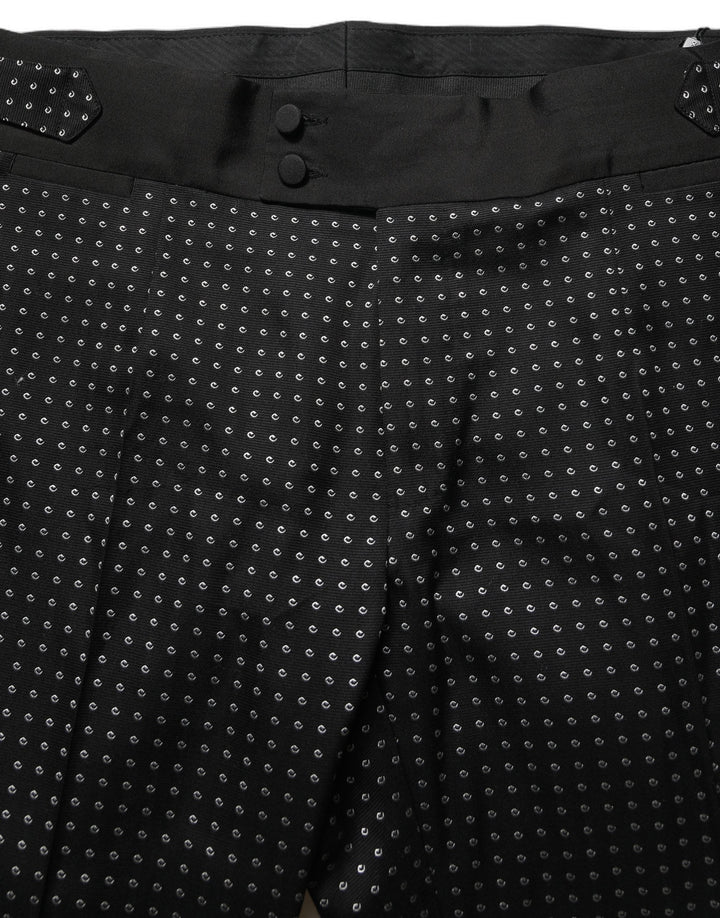 Men’s Dolce &amp; Gabbana Black Polka Dot Cotton Dress Trouser Pants