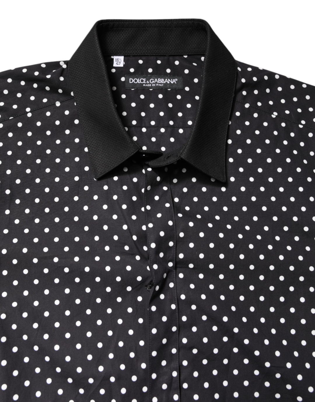 Dolce &amp; Gabbana Black Polka Dot Cotton Formal Dress Shirt