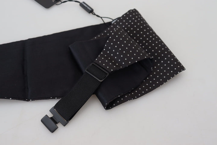 Dolce &amp; Gabbana Black Polka Dot Wide Waist Men Belt Cummerband