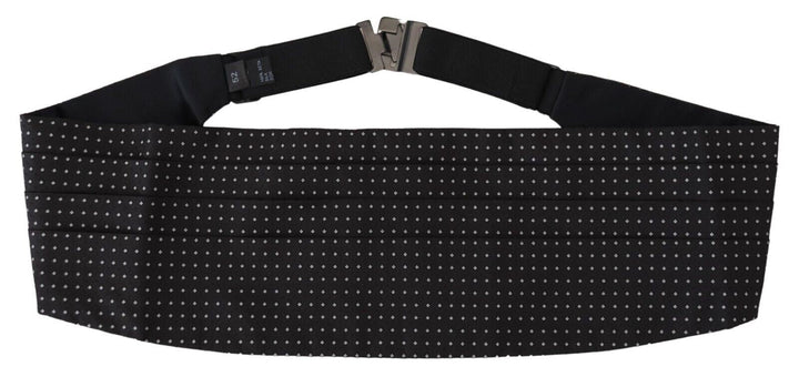 Dolce &amp; Gabbana Black Polka Dot Wide Waist Men Belt Cummerband