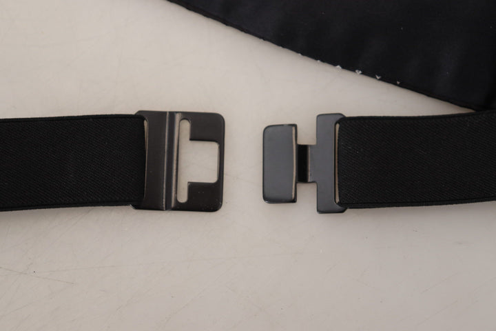 Dolce &amp; Gabbana Black Polka Dot Wide Waist Men Belt Cummerband