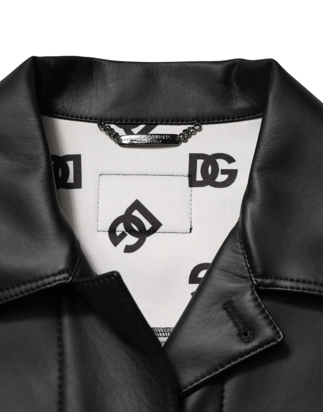 Men’s Dolce &amp; Gabbana Black Polyester Button Down Biker Jacket