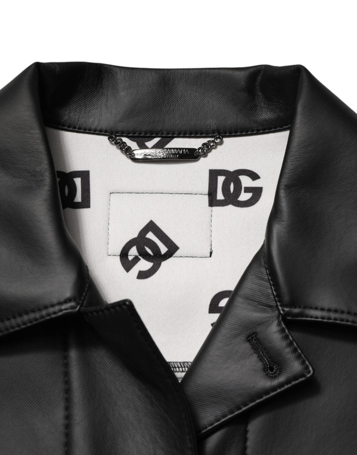 Men’s Dolce &amp; Gabbana Black Polyester Button Down Biker Jacket