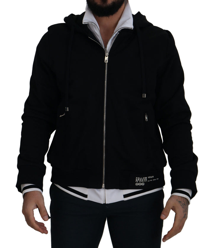 Men’s Dolce &amp; Gabbana Black Polyester Hooded Full Zip Jacket