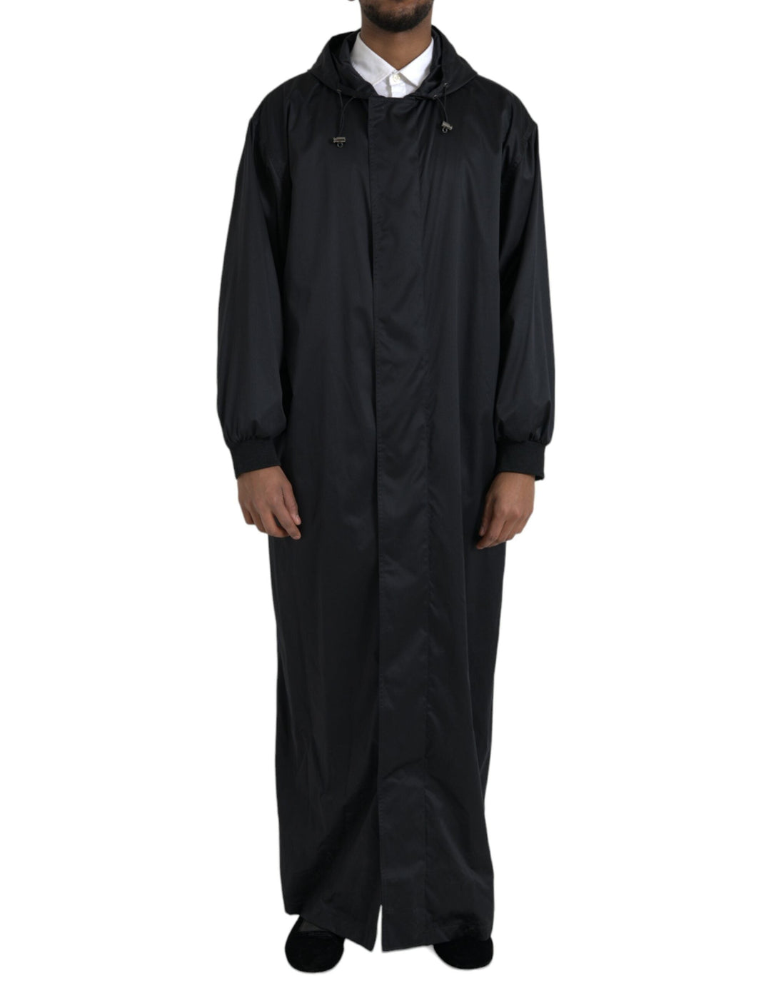 Men’s Dolce & Gabbana Black Polyester Hooded Long Windbreaker Jacket