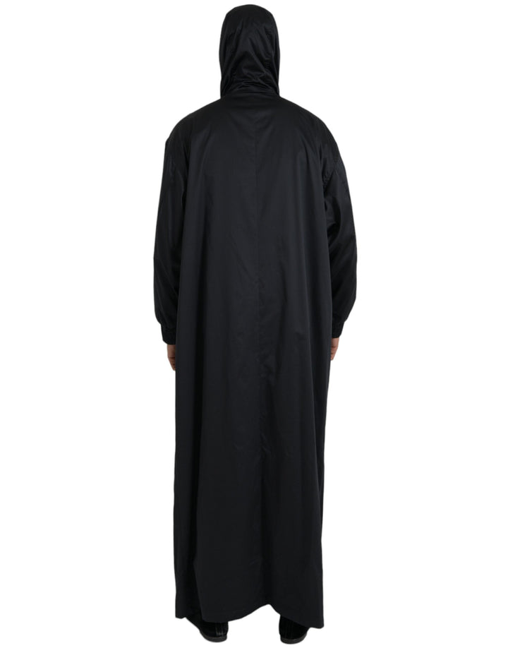 Men’s Dolce &amp; Gabbana Black Polyester Hooded Long Windbreaker Jacket