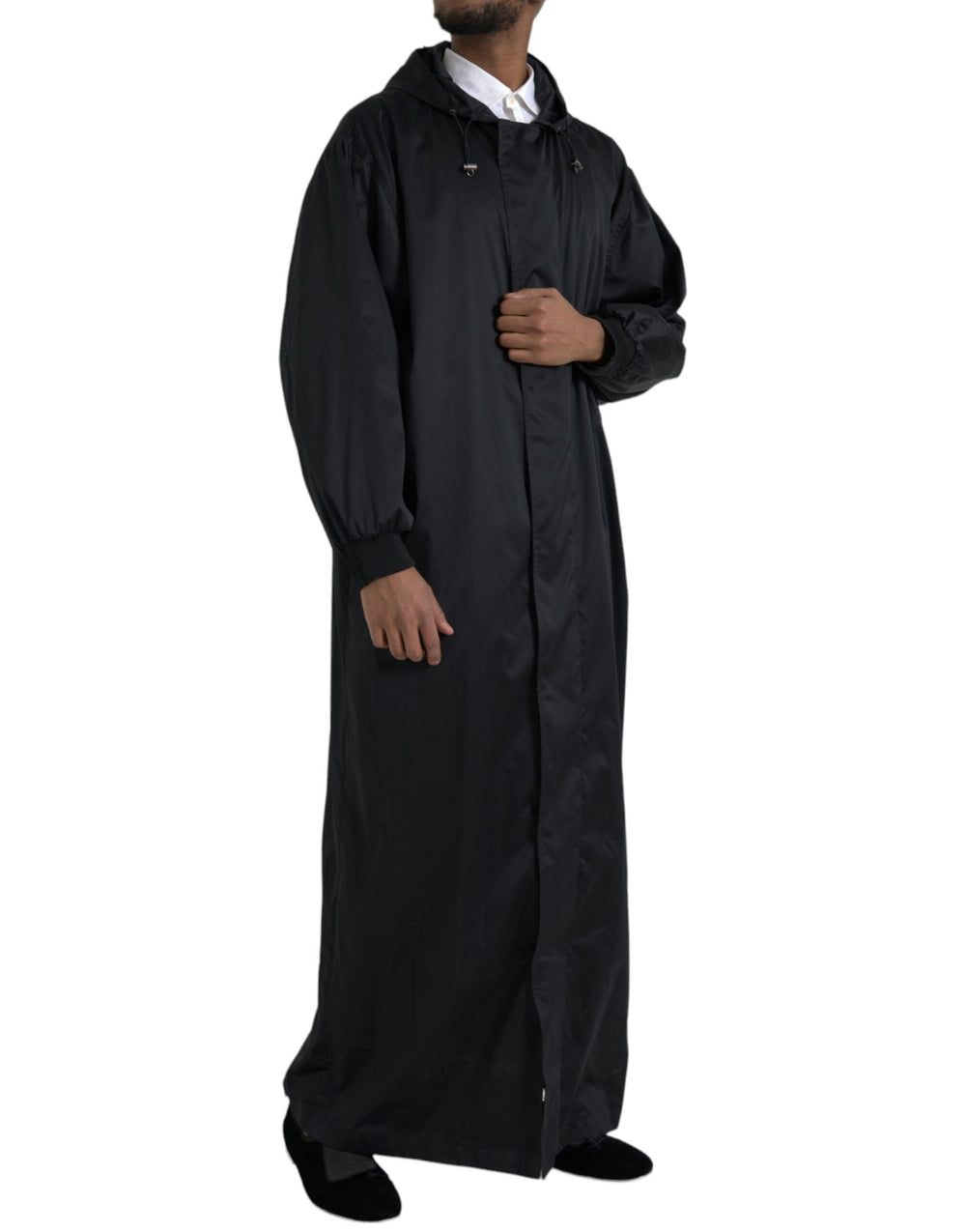 Men’s Dolce & Gabbana Black Polyester Hooded Long Windbreaker Jacket