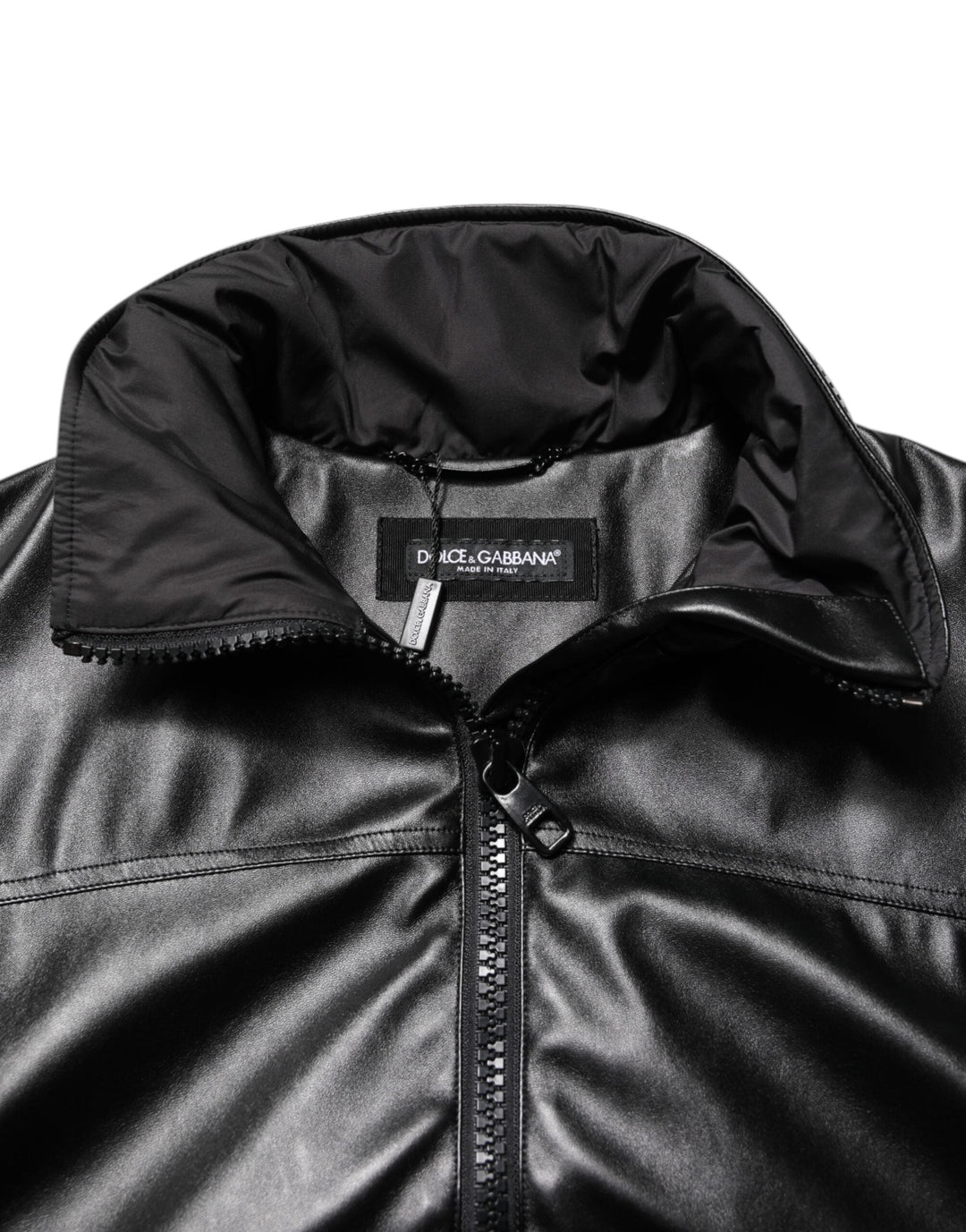 Men’s Dolce &amp; Gabbana Black Polyester Logo Plaque Bomber Jacket