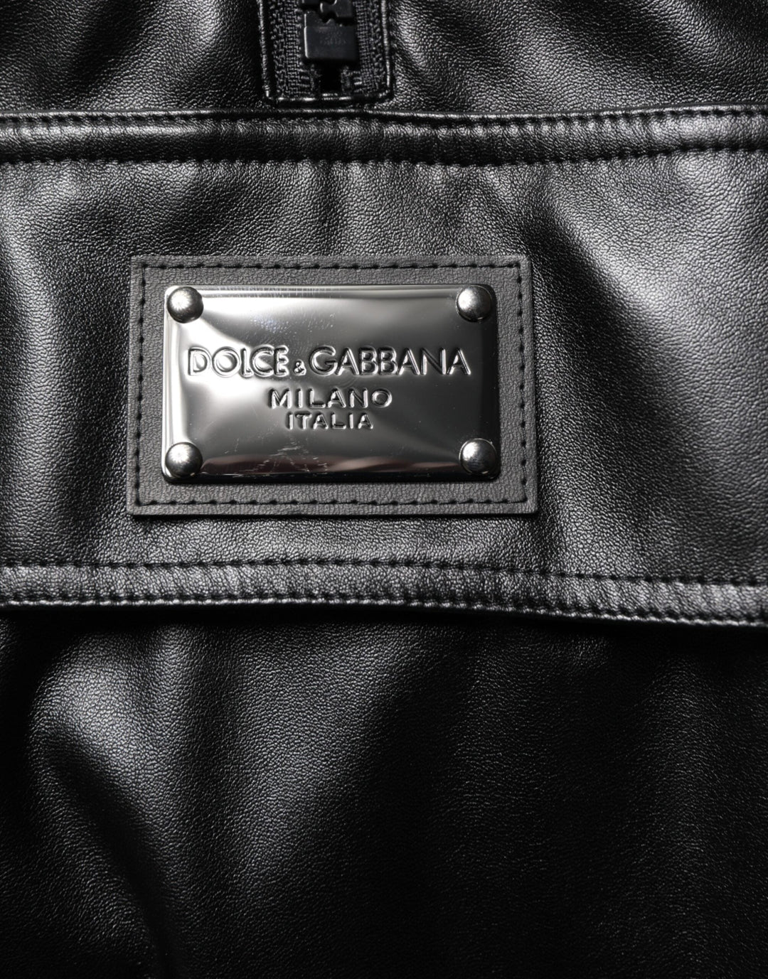 Men’s Dolce &amp; Gabbana Black Polyester Logo Plaque Bomber Jacket