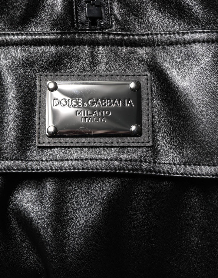 Men’s Dolce &amp; Gabbana Black Polyester Logo Plaque Bomber Jacket