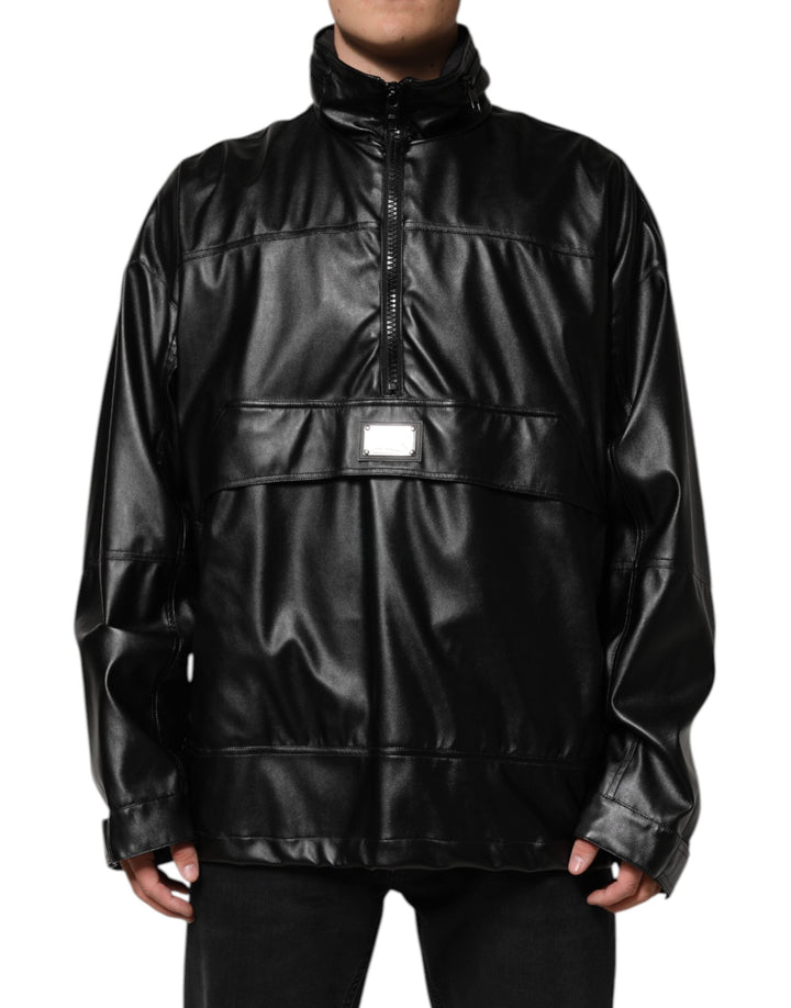 Men’s Dolce &amp; Gabbana Black Polyester Logo Plaque Bomber Jacket