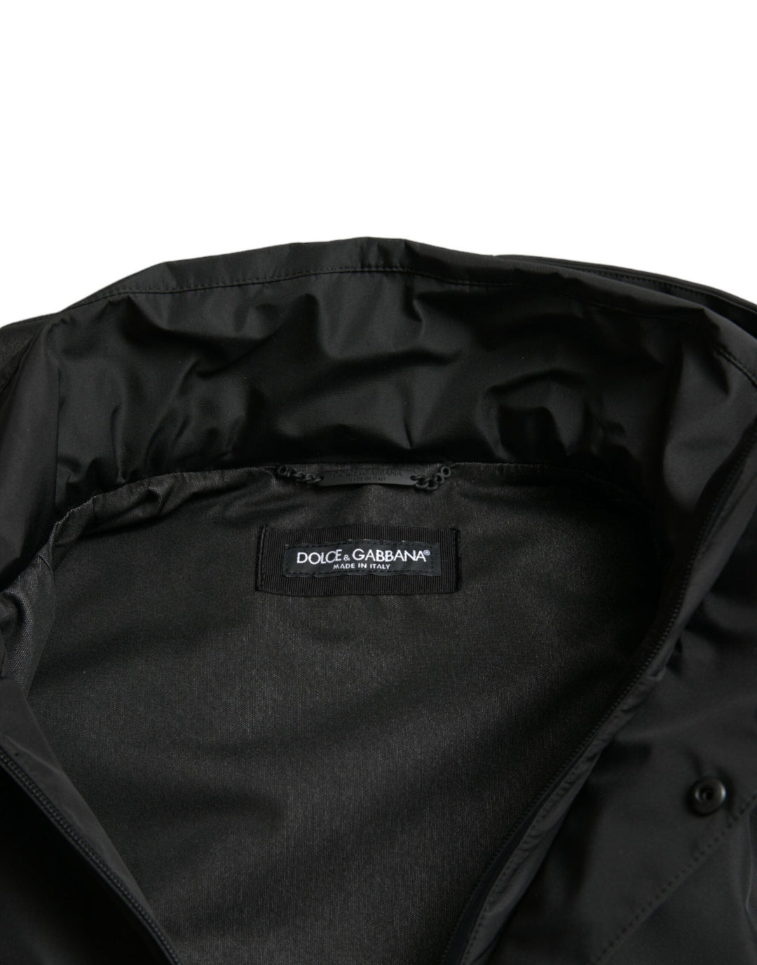 Men’s Dolce &amp; Gabbana Black Polyester Logo Plaque Hooded Jacket
