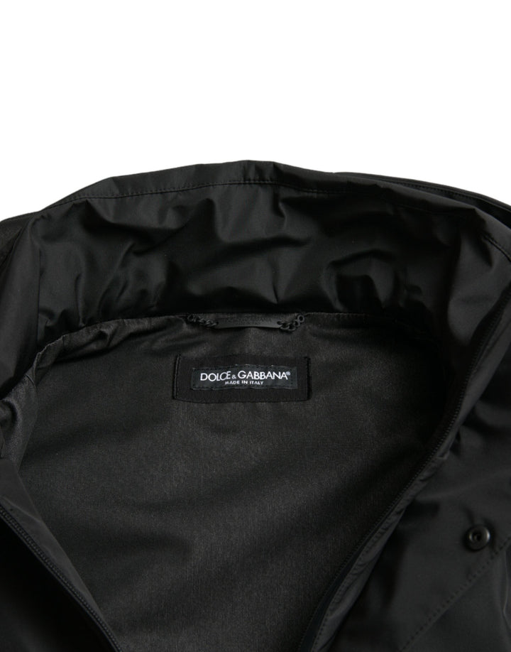 Men’s Dolce &amp; Gabbana Black Polyester Logo Plaque Hooded Jacket