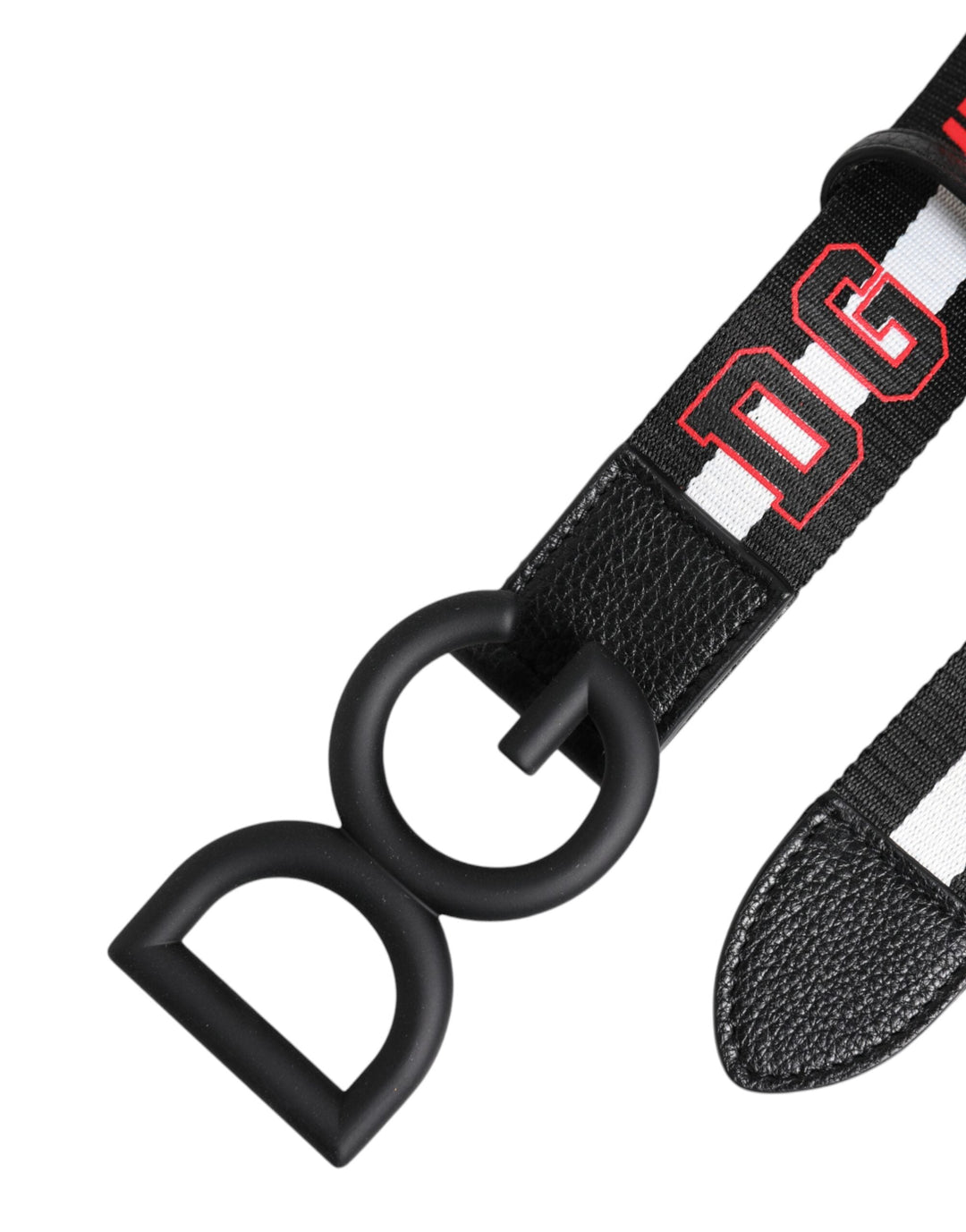 Dolce &amp; Gabbana Black Polyester Logo Print Dg Buckle Belt