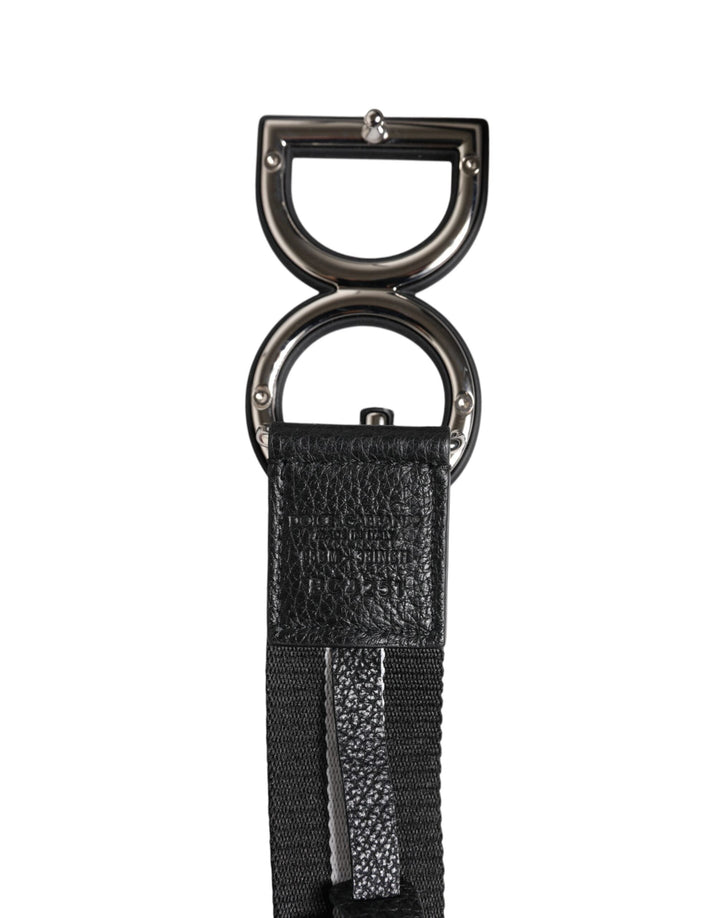 Dolce &amp; Gabbana Black Polyester Logo Print Dg Buckle Belt
