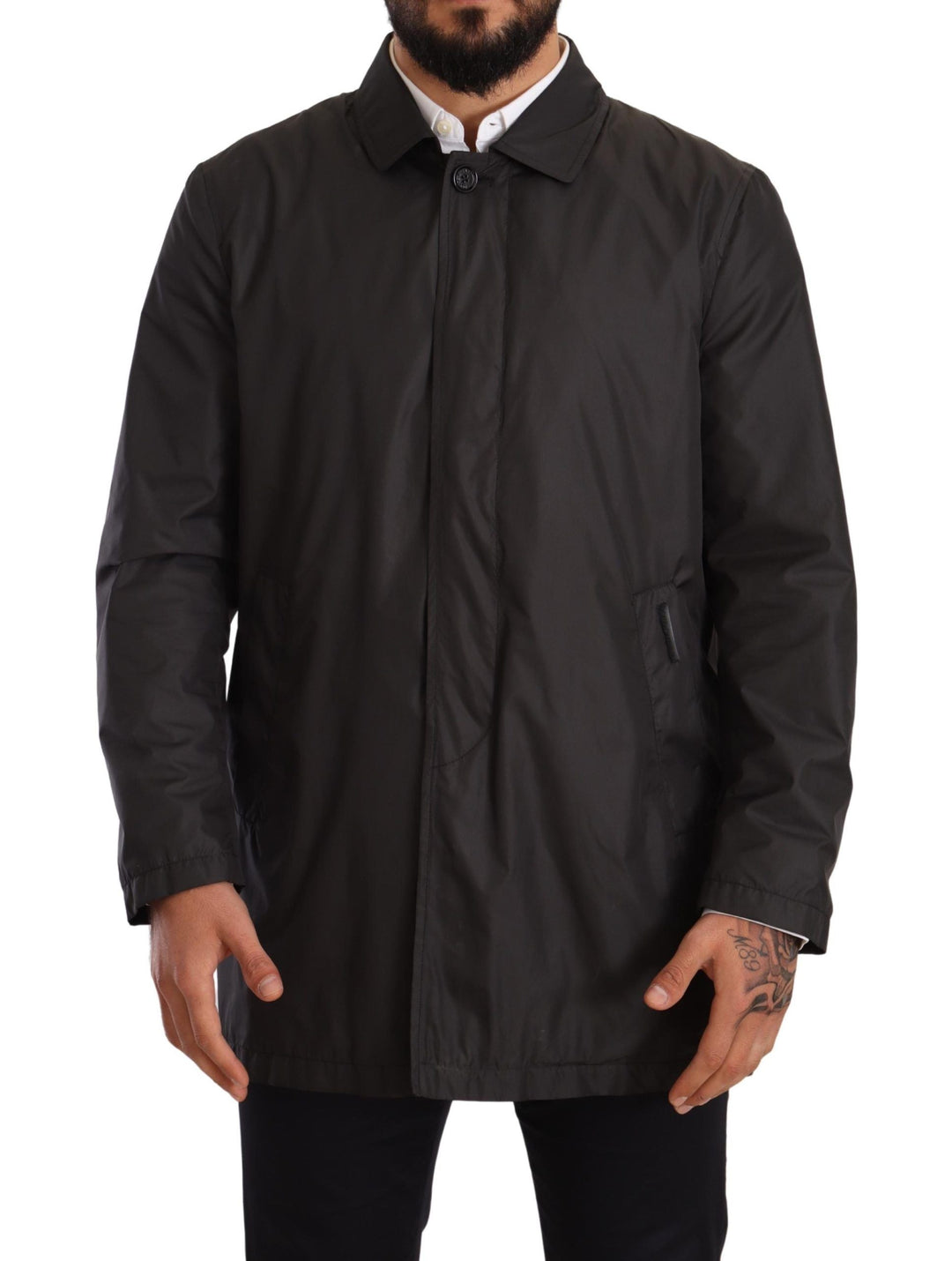 Men’s Dolce & Gabbana Black Polyester Mens Trench Coat Jacket