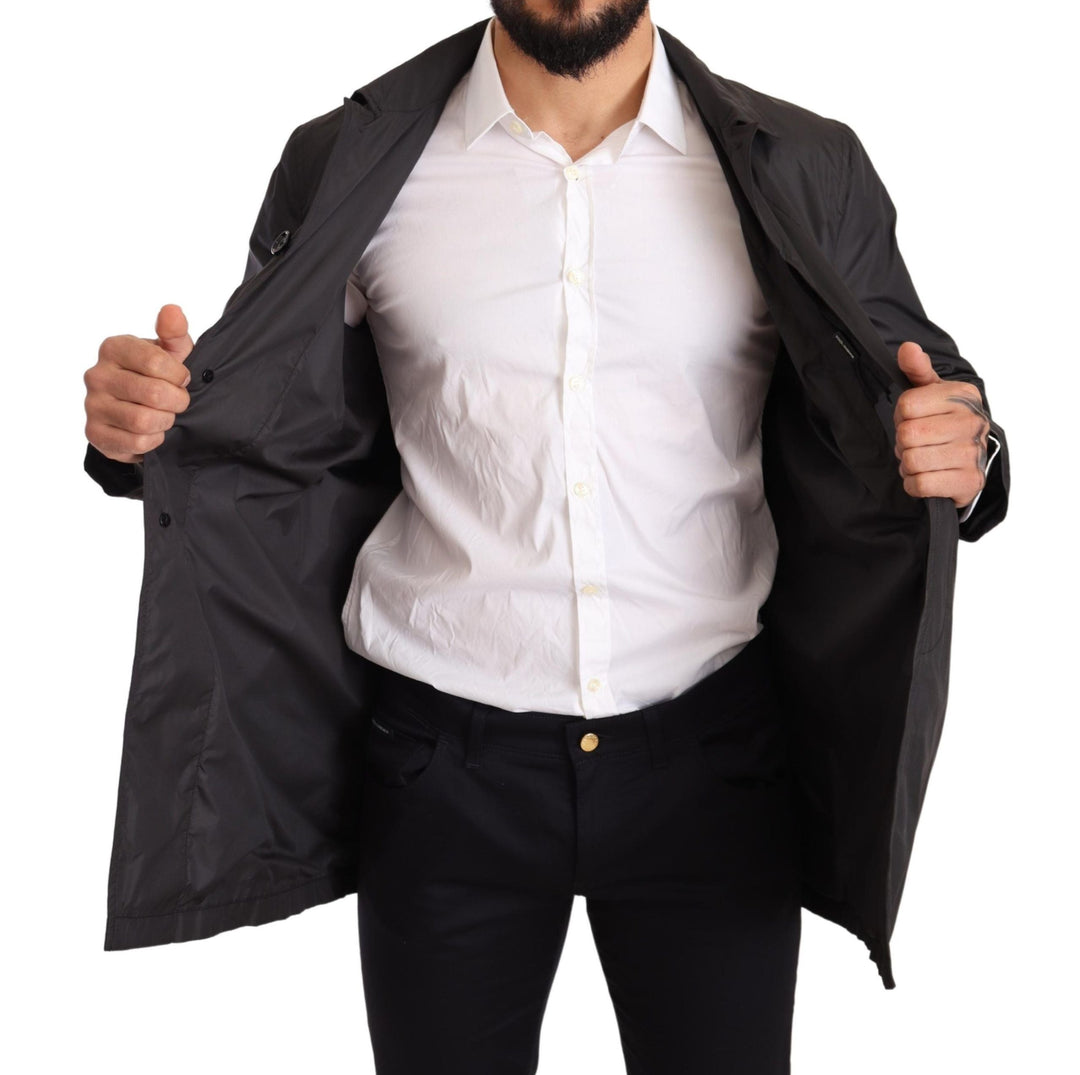 Men’s Dolce &amp; Gabbana Black Polyester Mens Trench Coat Jacket