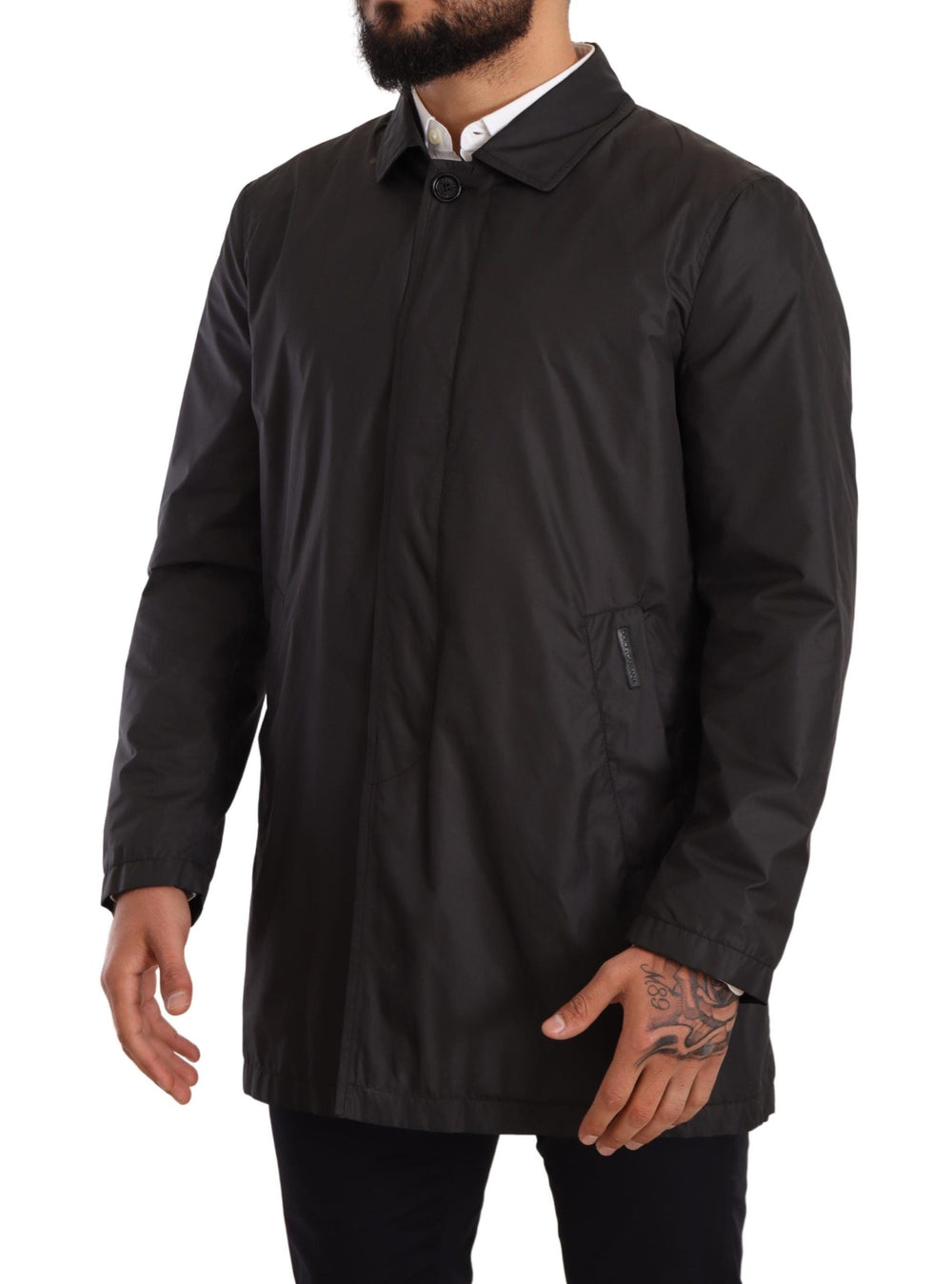 Men’s Dolce & Gabbana Black Polyester Mens Trench Coat Jacket