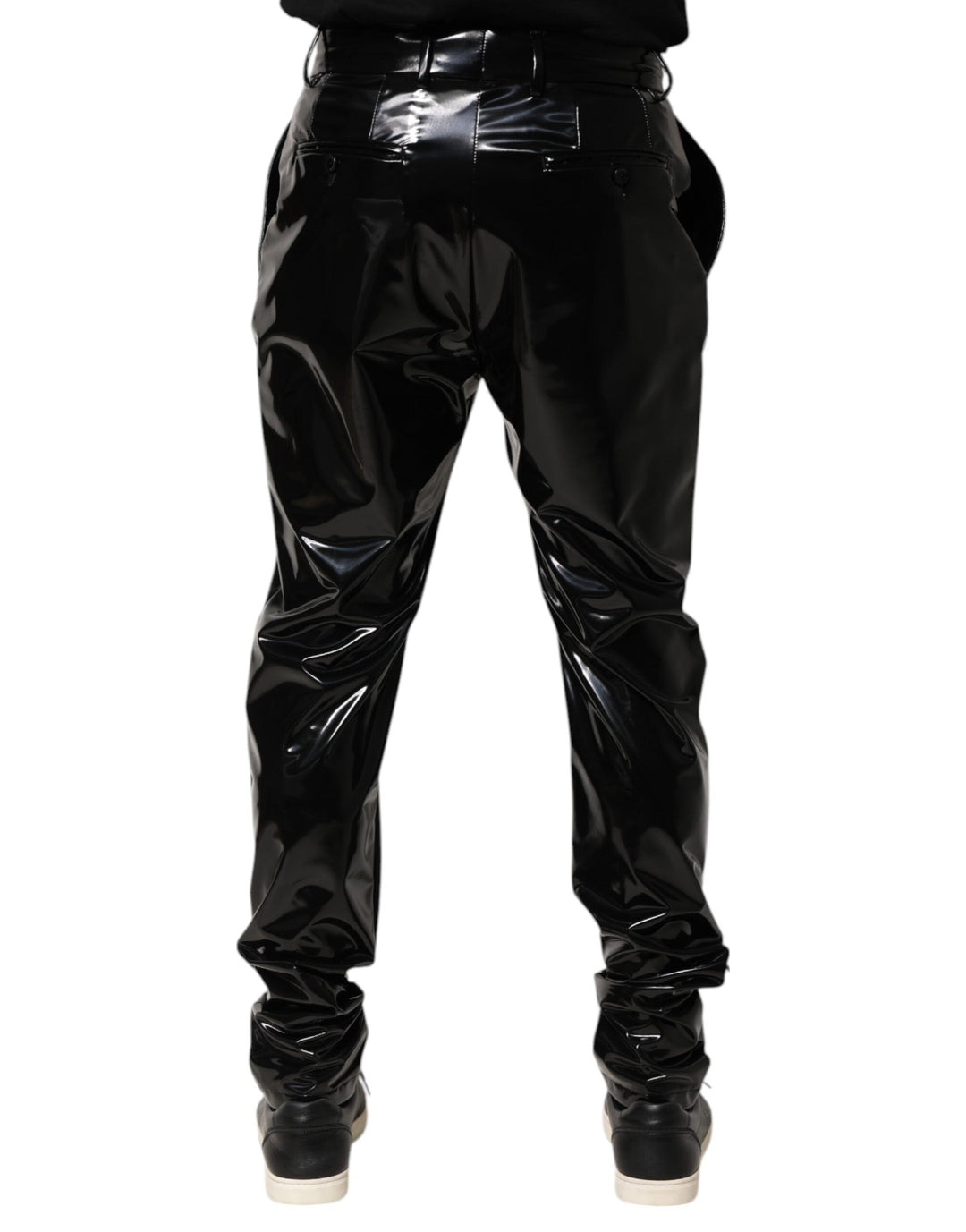 Men’s Dolce &amp; Gabbana Black Polyester Mid Waist Men Trouser Pants