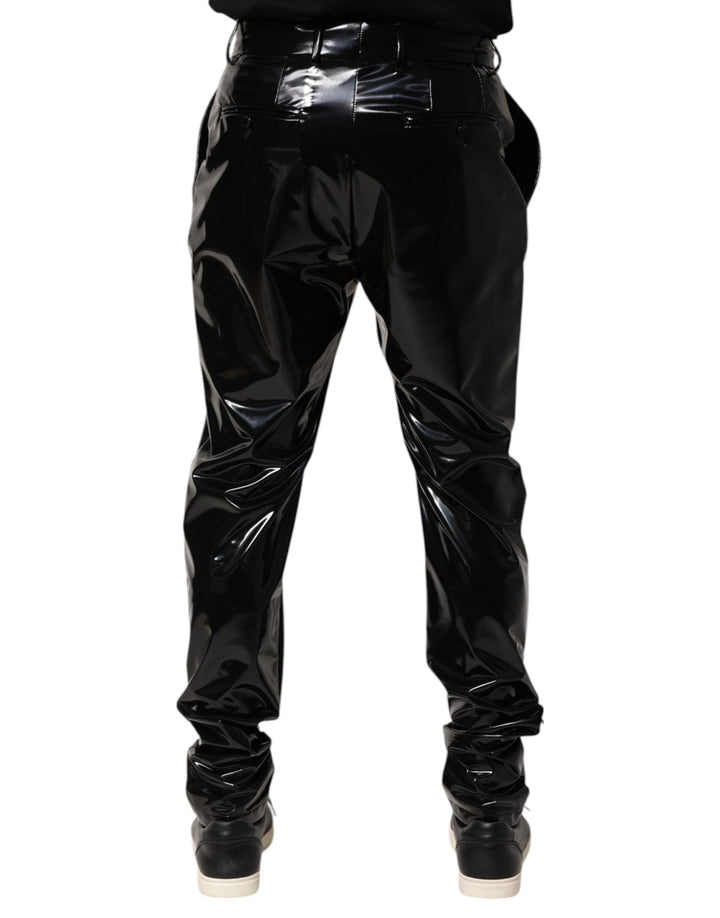 Men’s Dolce &amp; Gabbana Black Polyester Mid Waist Men Trouser Pants