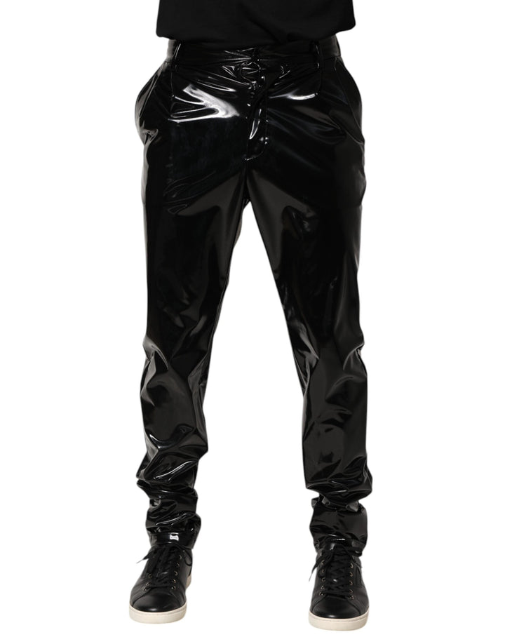 Men’s Dolce &amp; Gabbana Black Polyester Mid Waist Men Trouser Pants