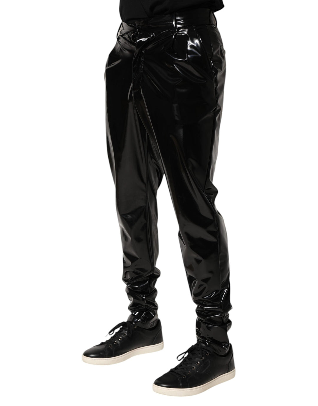 Men’s Dolce &amp; Gabbana Black Polyester Mid Waist Men Trouser Pants