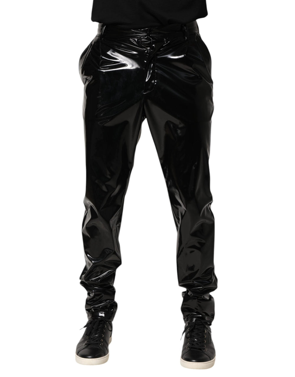 Men’s Dolce & Gabbana Black Polyester Mid Waist Men Trouser Pants