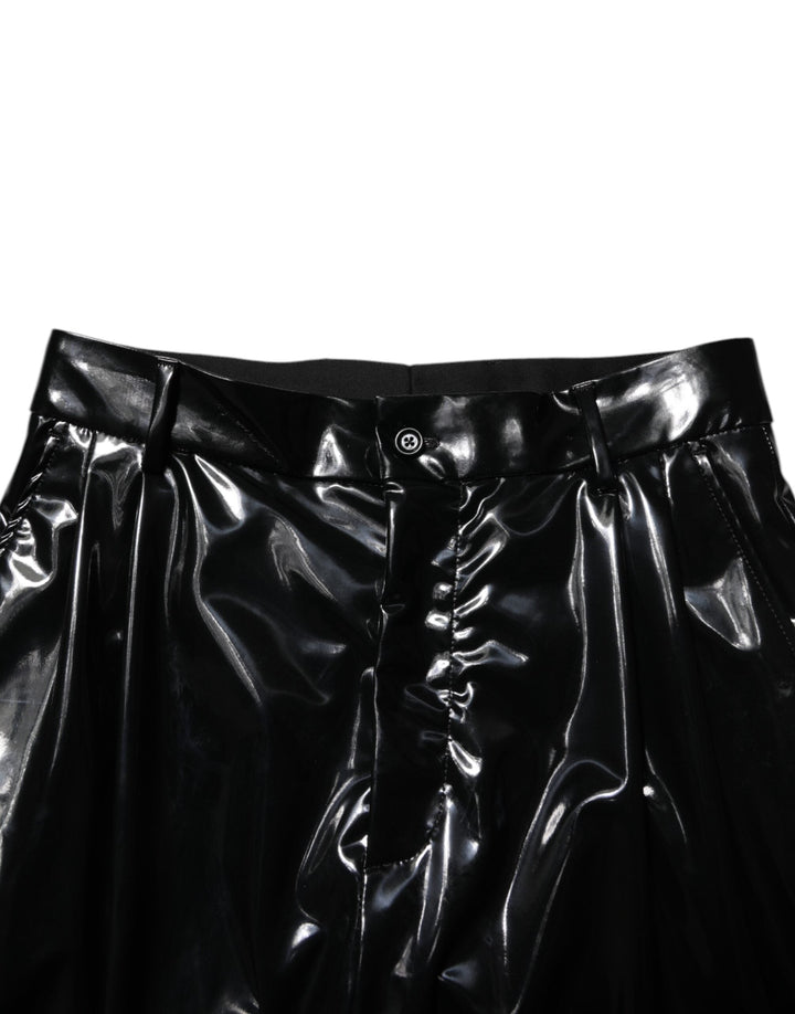 Men’s Dolce &amp; Gabbana Black Polyester Mid Waist Men Trouser Pants