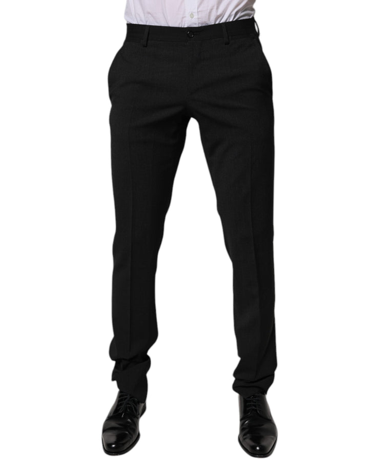 Men’s Dolce &amp; Gabbana Black Polyester Tapered Formal Men Dress Pants
