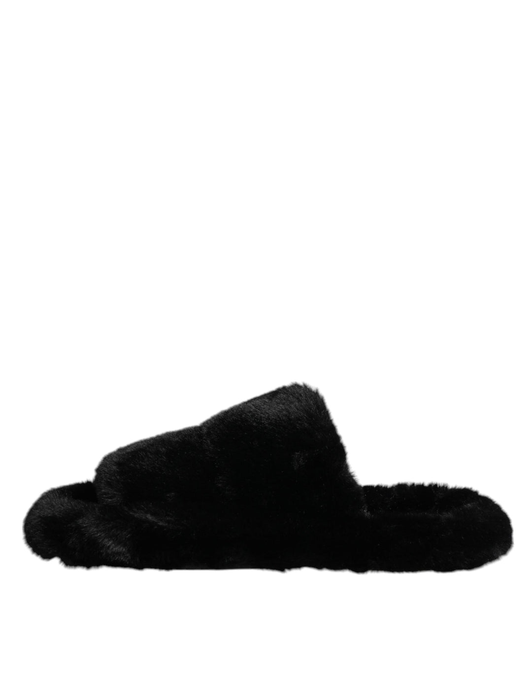 Men’s Dolce &amp; Gabbana Black Polyester Velvet Slides Slipper Shoes