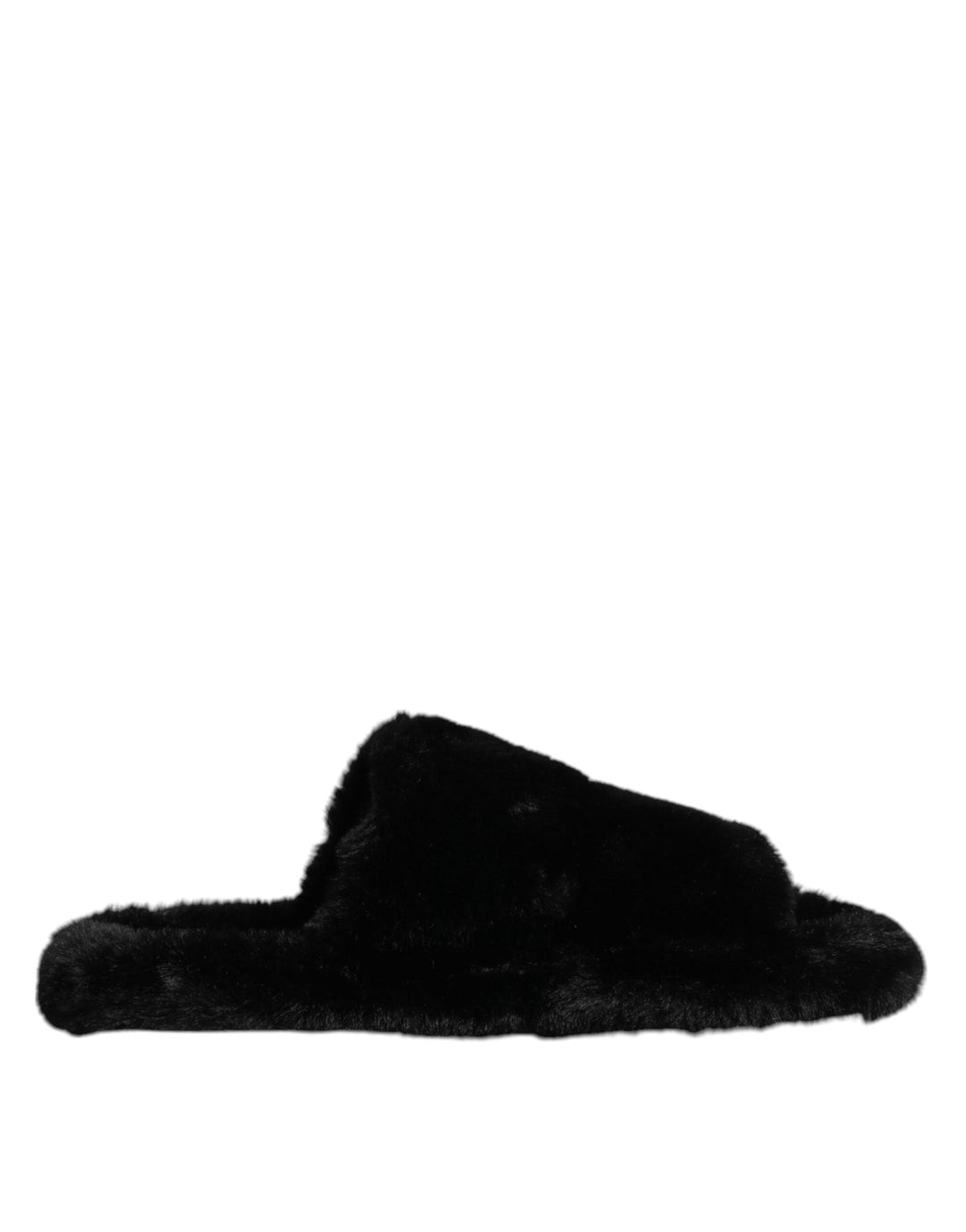 Men’s Dolce &amp; Gabbana Black Polyester Velvet Slides Slipper Shoes