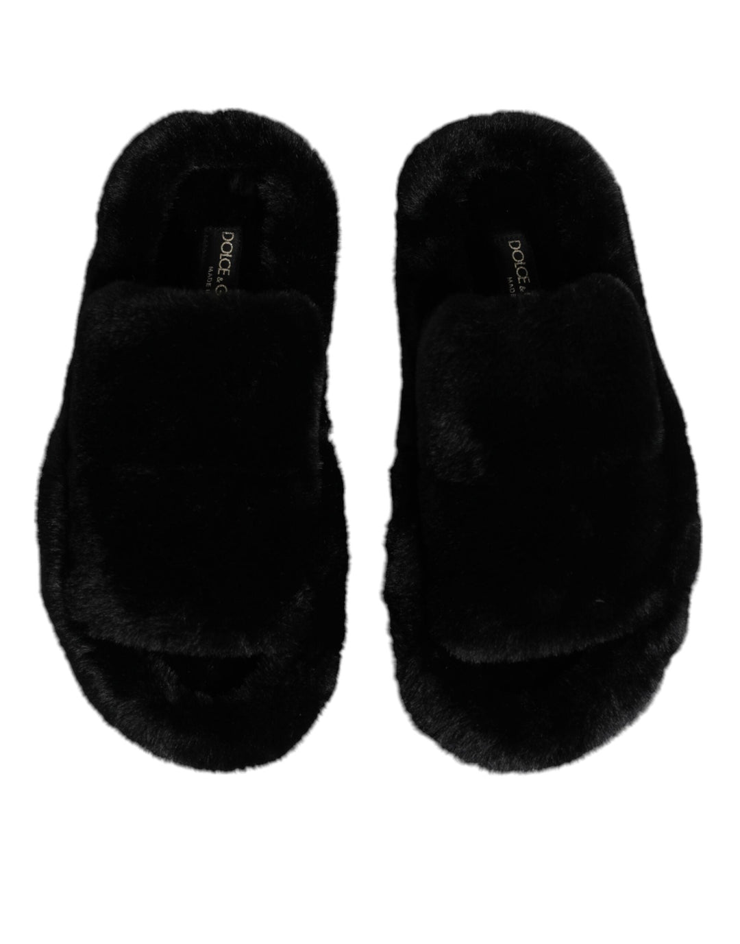 Men’s Dolce &amp; Gabbana Black Polyester Velvet Slides Slipper Shoes