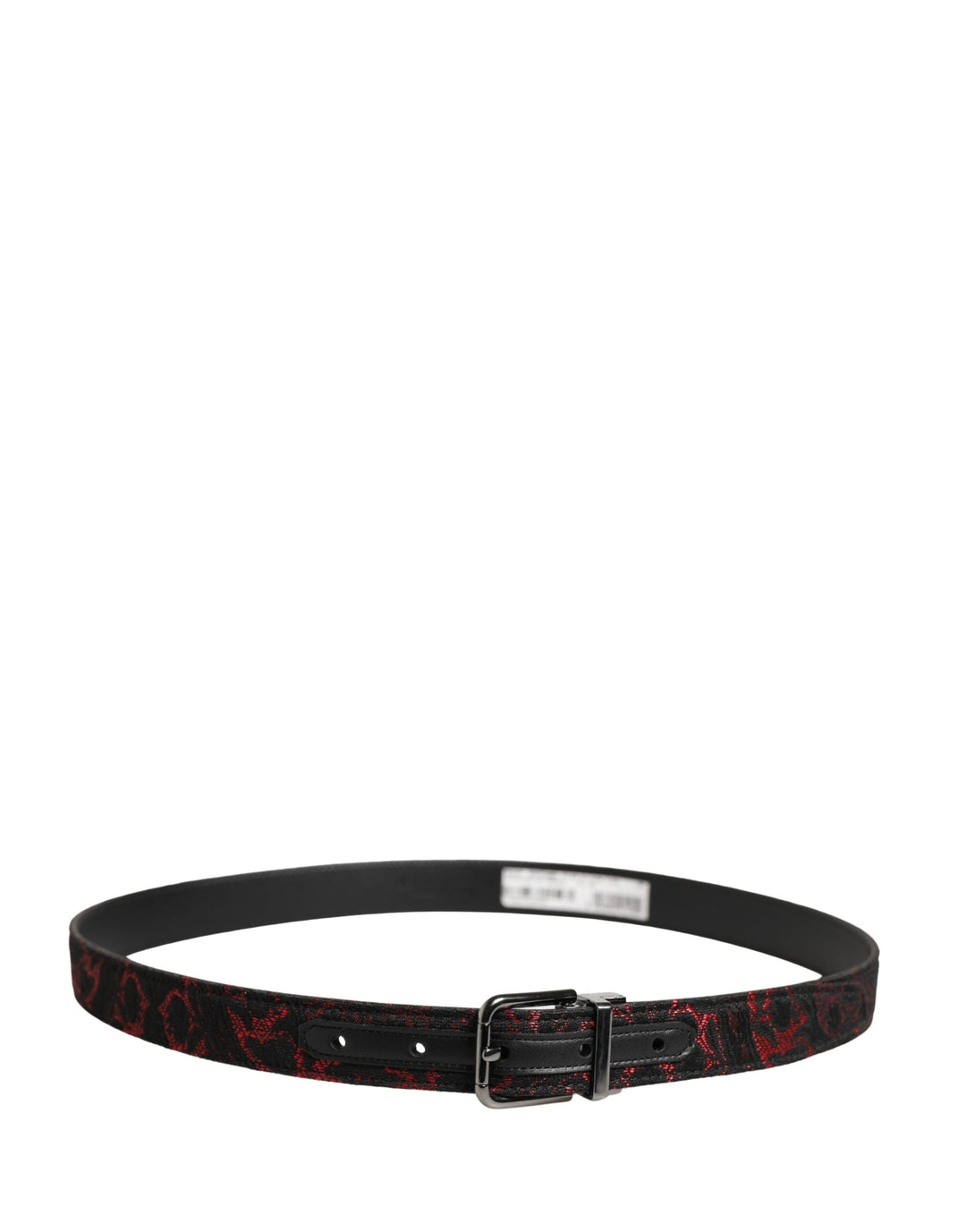 Dolce &amp; Gabbana Black Red Polyester Silver Metal Buckle Belt