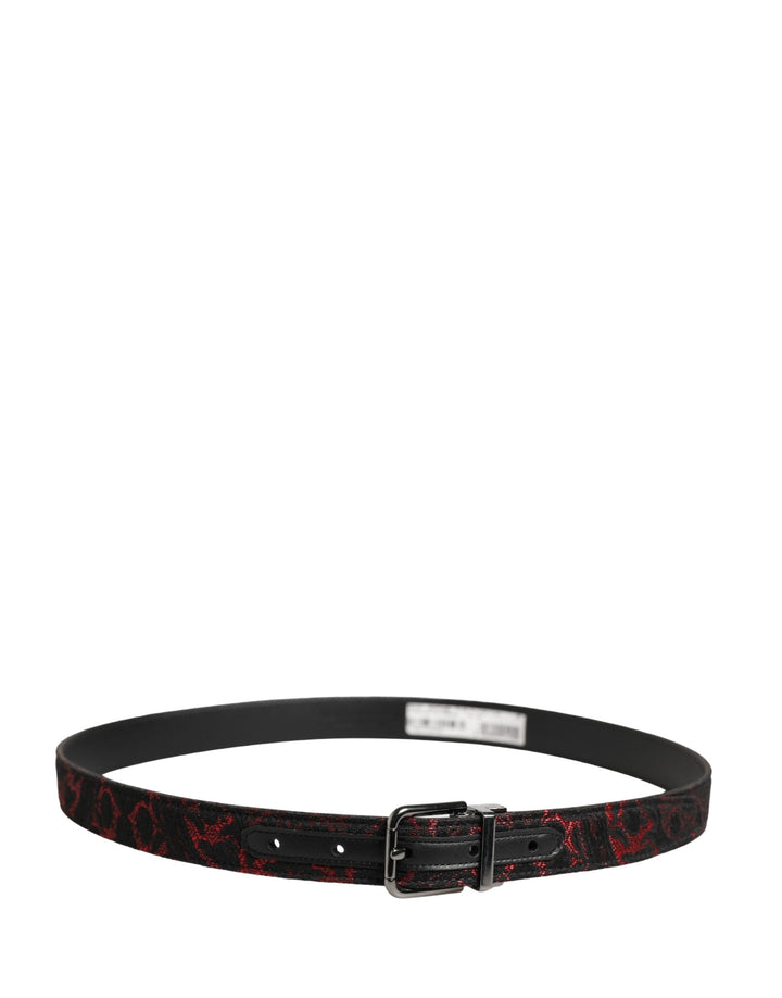 Dolce &amp; Gabbana Black Red Polyester Silver Metal Buckle Belt