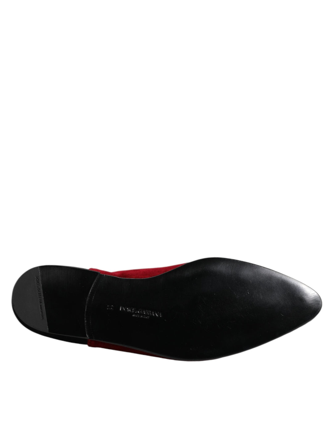 Men’s Dolce &amp; Gabbana Black Red Velvet Embellished Slip on Shoes
