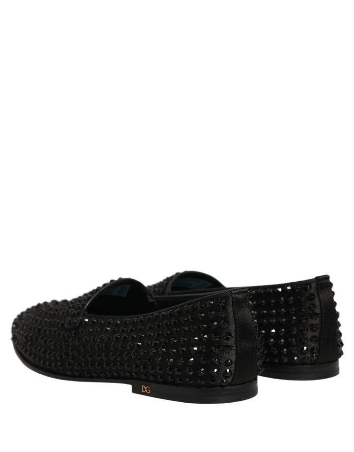 Men’s Dolce &amp; Gabbana Black Rhinestone Embellished Loafers Shoes