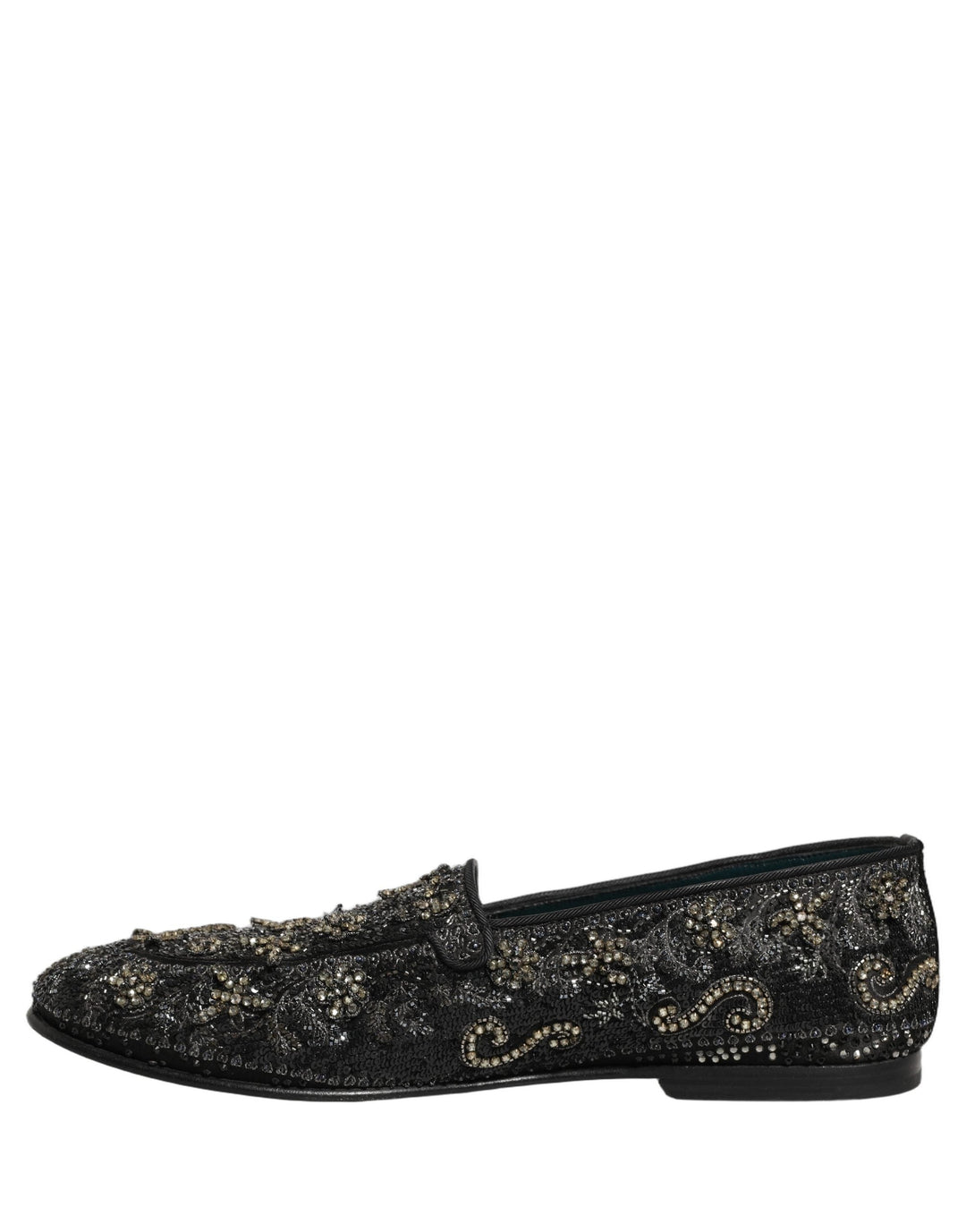 Men’s Dolce &amp; Gabbana Black Rhinestone Embellished Loafers Shoes