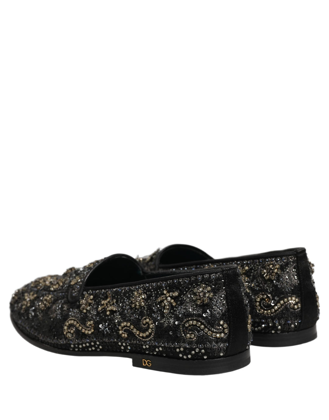 Men’s Dolce &amp; Gabbana Black Rhinestone Embellished Loafers Shoes