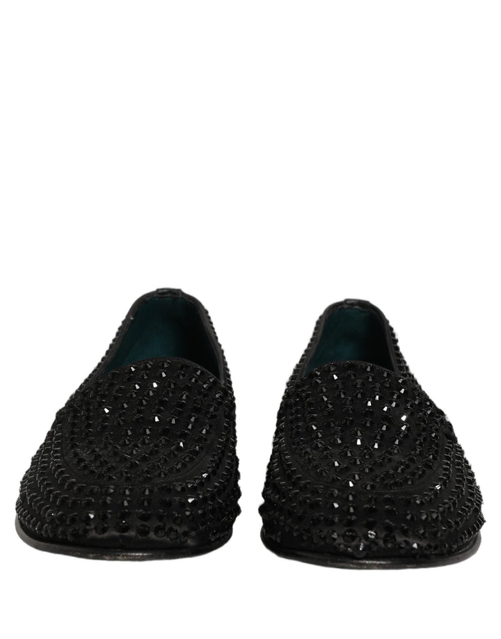 Men’s Dolce &amp; Gabbana Black Rhinestone Embellished Loafers Shoes