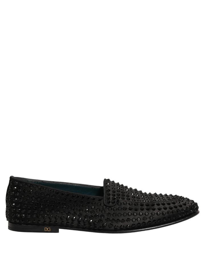 Men’s Dolce &amp; Gabbana Black Rhinestone Embellished Loafers Shoes
