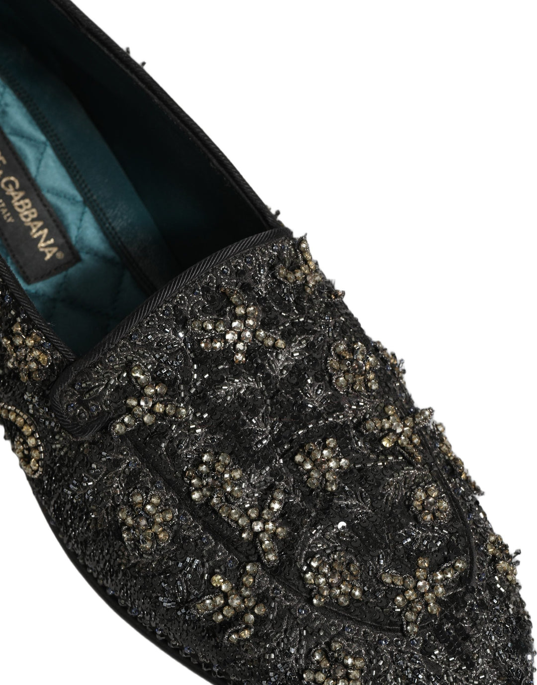 Men’s Dolce &amp; Gabbana Black Rhinestone Embellished Loafers Shoes