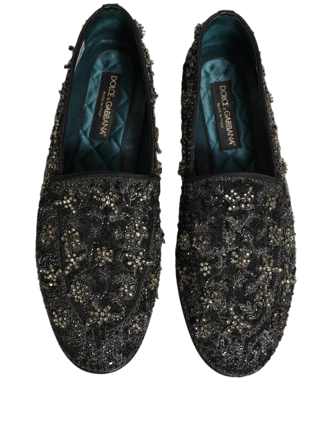 Men’s Dolce &amp; Gabbana Black Rhinestone Embellished Loafers Shoes