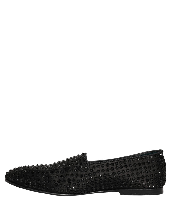 Men’s Dolce &amp; Gabbana Black Rhinestone Embellished Loafers Shoes