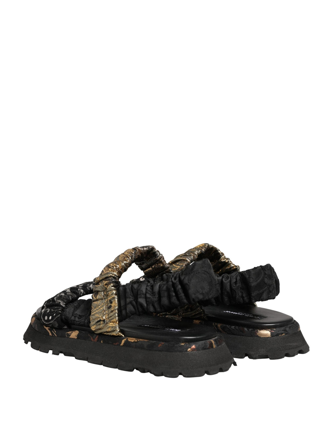 Men’s Dolce &amp; Gabbana Black Ruching Detail Flats Men Sandals Shoes