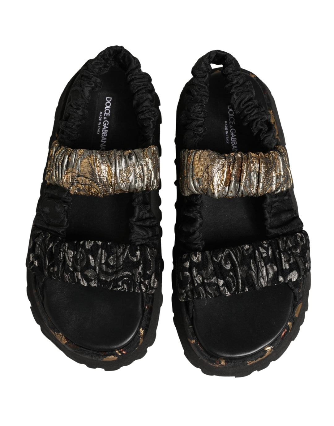 Men’s Dolce &amp; Gabbana Black Ruching Detail Flats Men Sandals Shoes