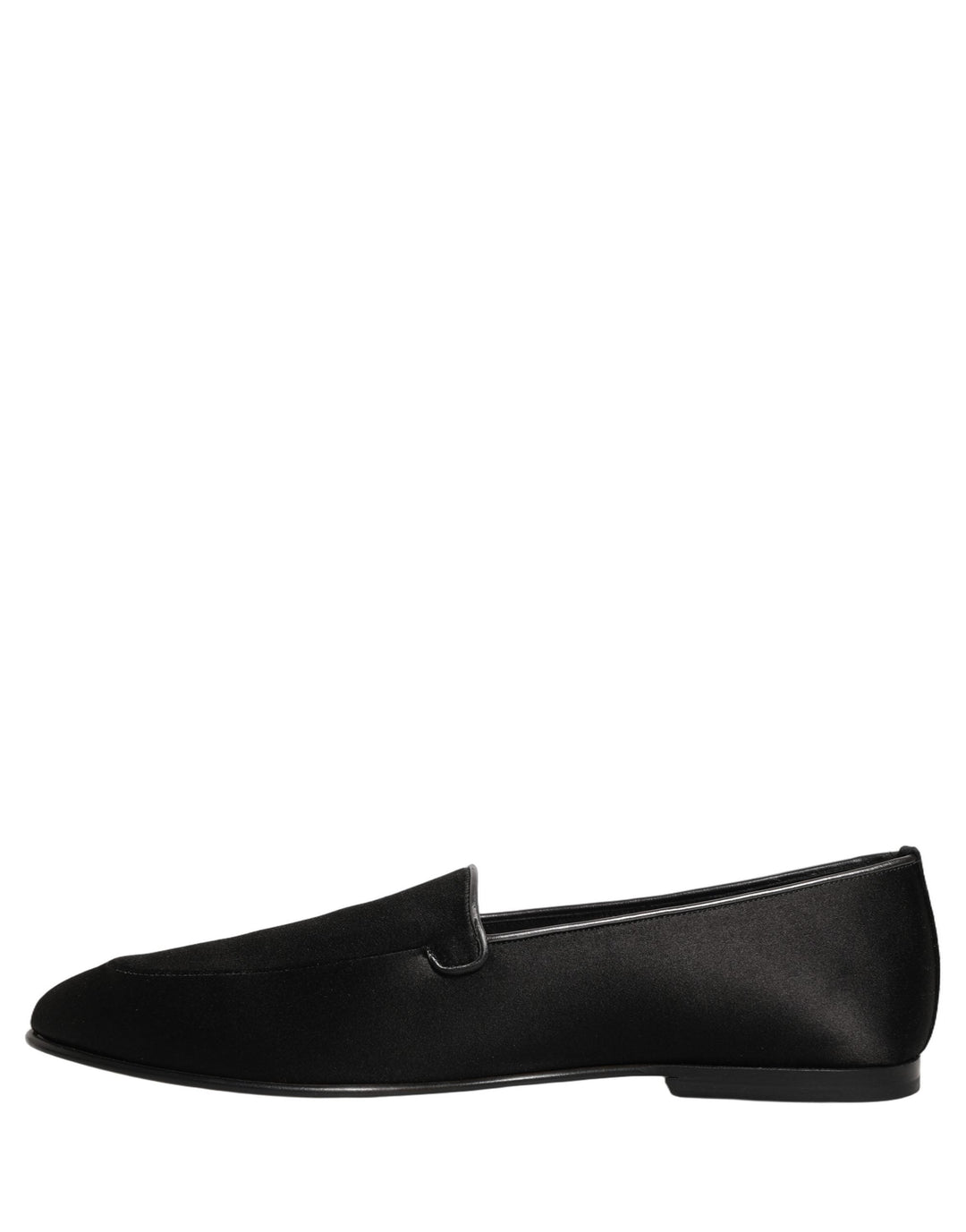 Men’s Dolce &amp; Gabbana Black Satin Logo Slip on Flats Loafers Shoes