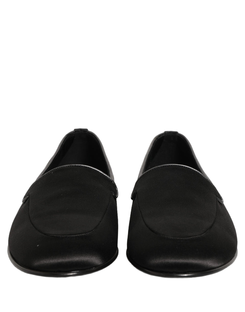 Men’s Dolce & Gabbana Black Satin Logo Slip on Flats Loafers Shoes